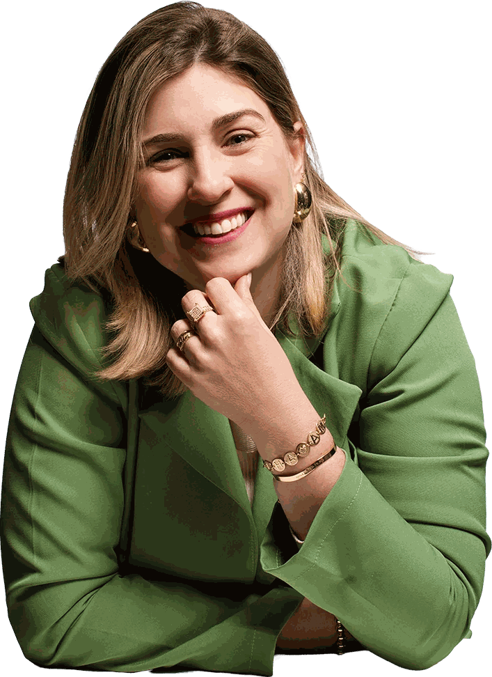Juliane Ganem sorrindo, no evento Despertar da Abundância