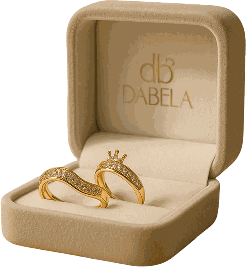 Anéis de ouro em estojo Dabela